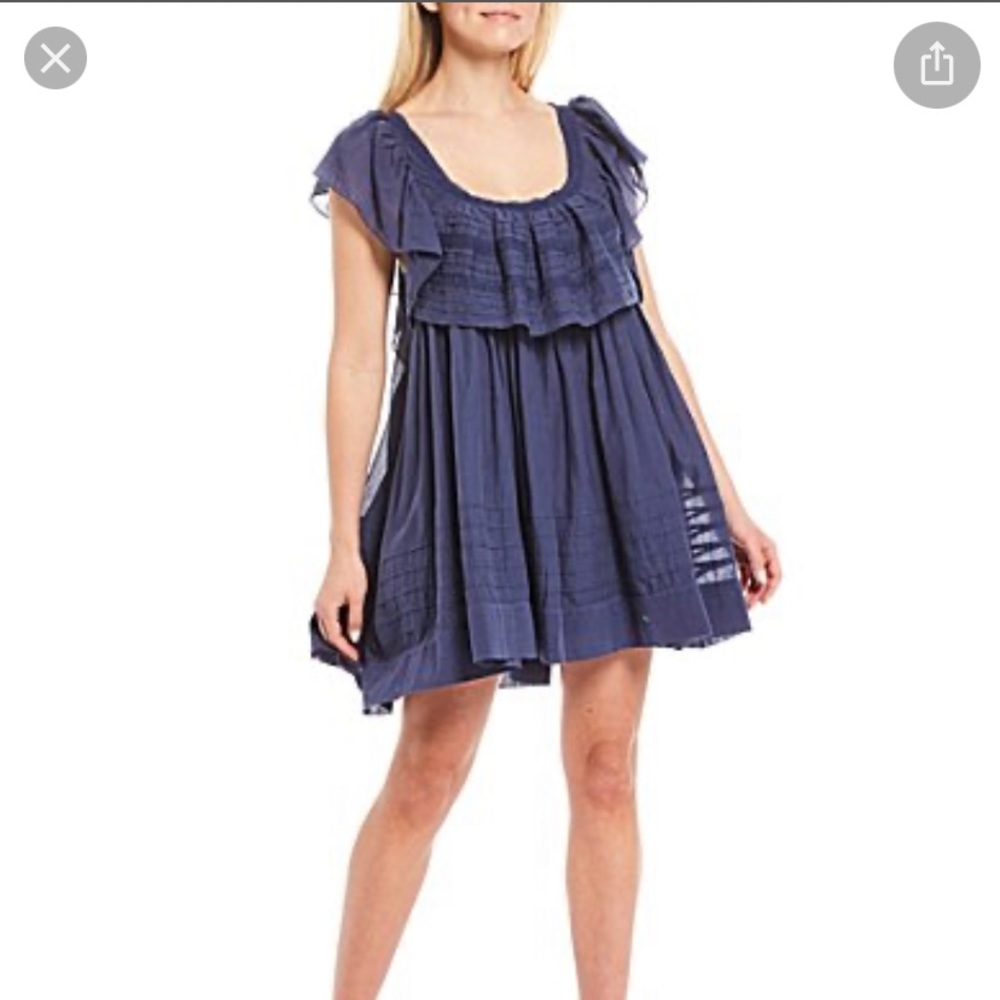 Hailey Scoop Neck Free People Mini Dress Navy